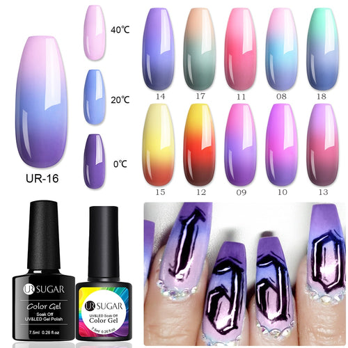 UR SUGAR Temperature UV Gel Nail Polish Thermal Change Gel Hybrid Varnish Semi Permanent Gel Polish Nail Art Mood Thermo